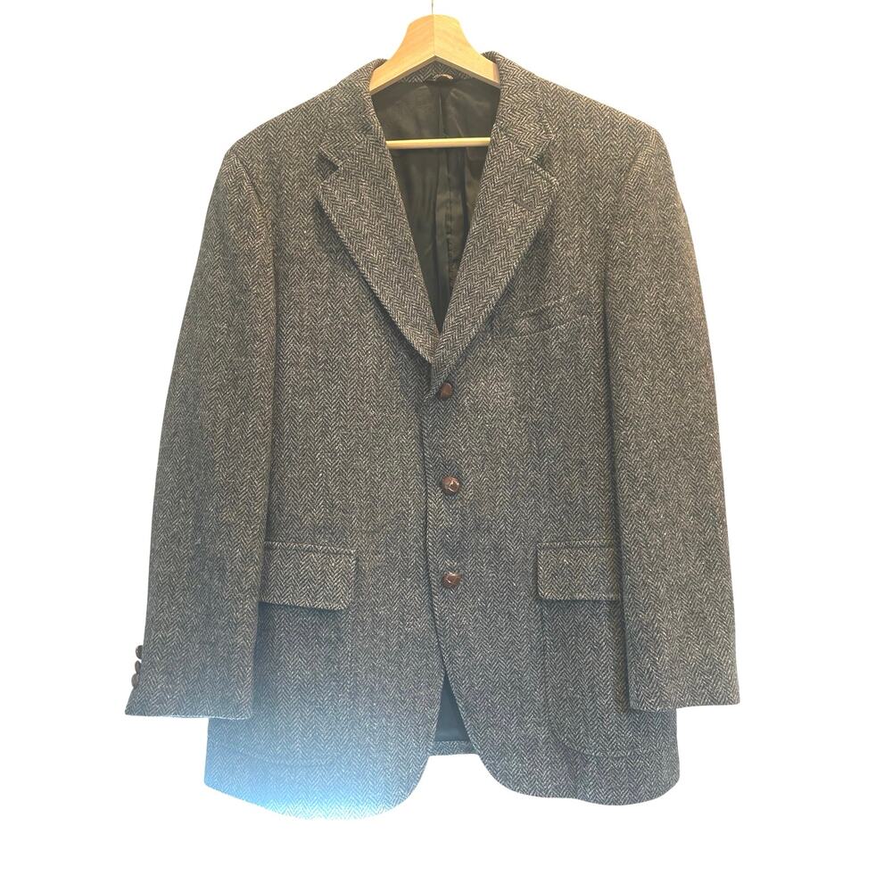 Vintage Corbin Ltd Herringbone Wool Blazer Union Made USA Redwood Ross